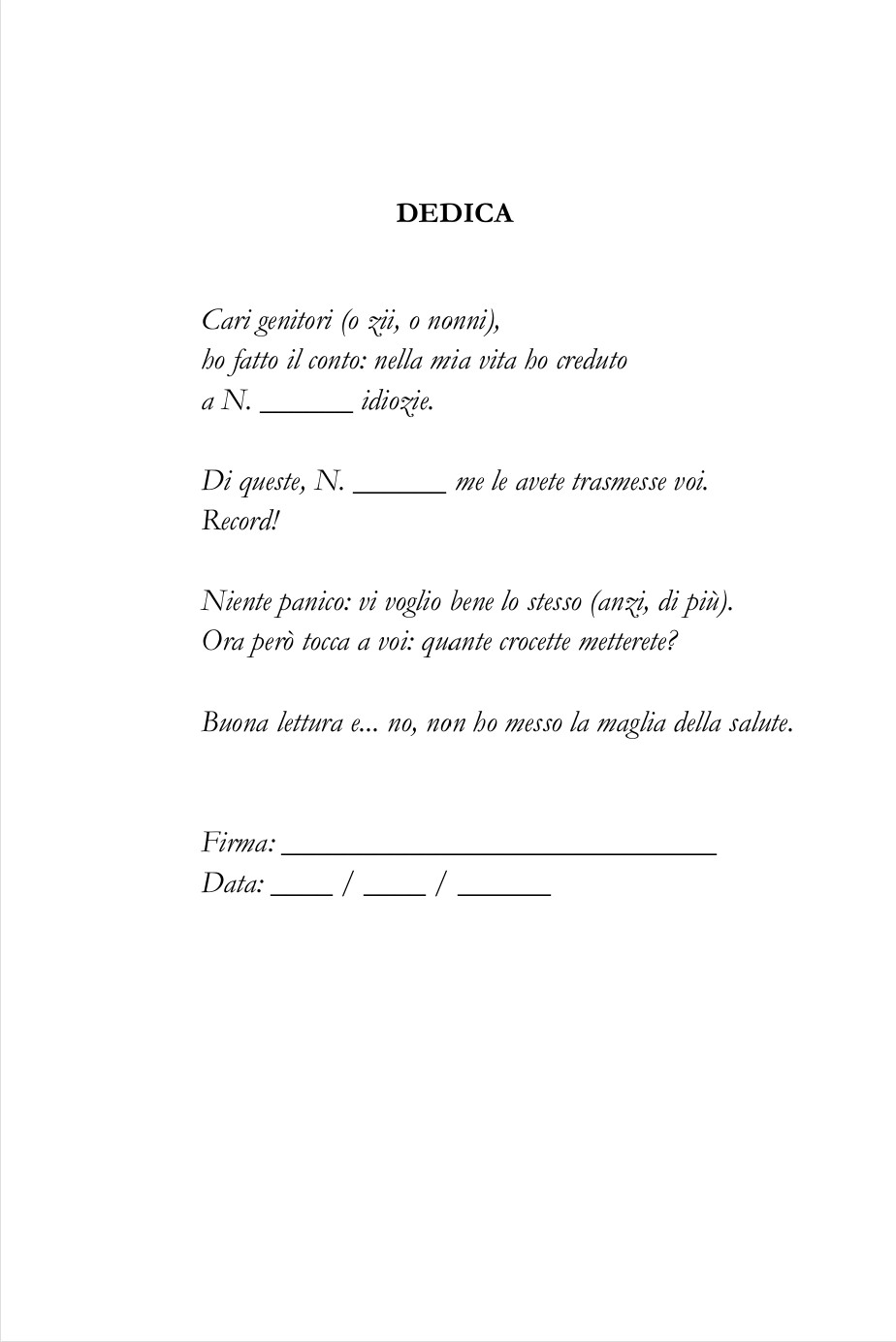 Dedica libro